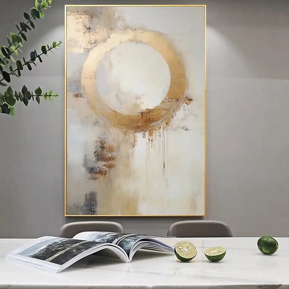 Peinture à l'huile faite à la main sur toile, décoration murale dorée simple et abstraite pour la décoration intérieure, cadre tendu, peinture suspendue/peinture roulée sans cadre, peinture non étirée de 2025 ? $54.99 –P5