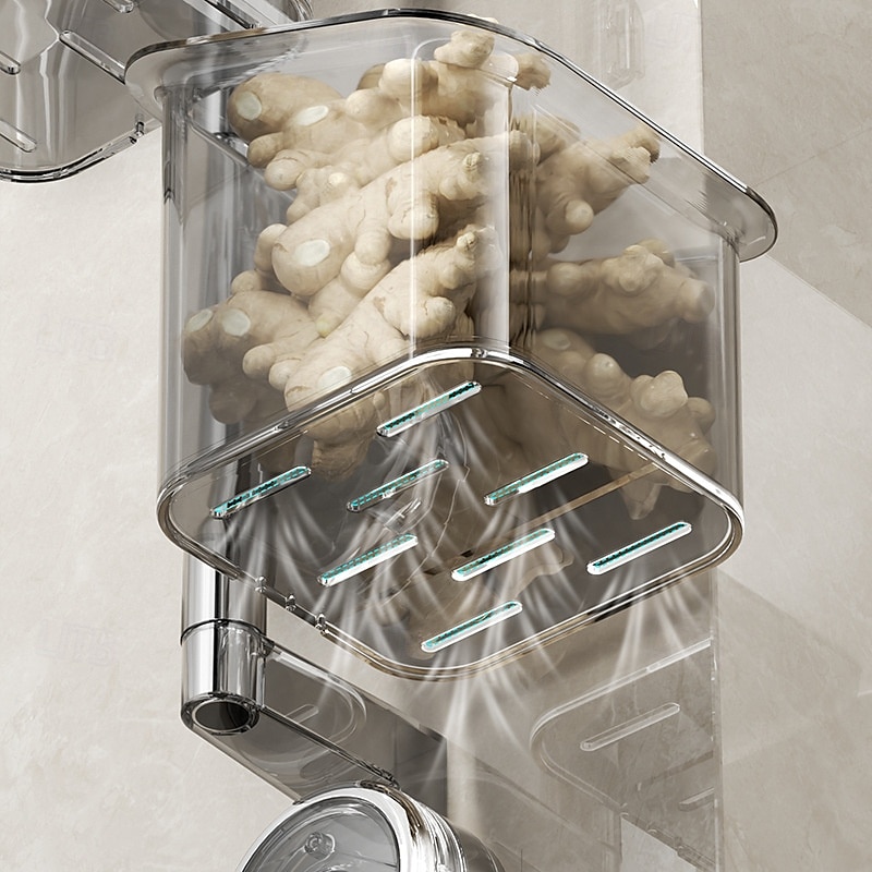 Suction Cup Wall Mounted Organizer Basket, Rotating Drill-Free Kitchen Storage Rack for Garlic Ginger Spice, Bathroom Hanging Storage Bin for Shower and Toiletries 2025 - $21.99 –P8