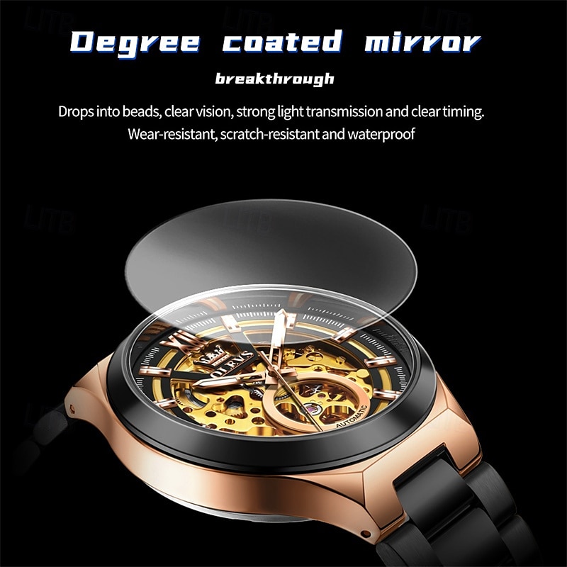 The New Olevs Brand Skeletonized Men'S Business Watch Waterproof Luminous Fashionable And Trendy Fully Automatic Mechanical Watch Casual Sports Men'S Wristwatch 2025 - $77.99 –P3