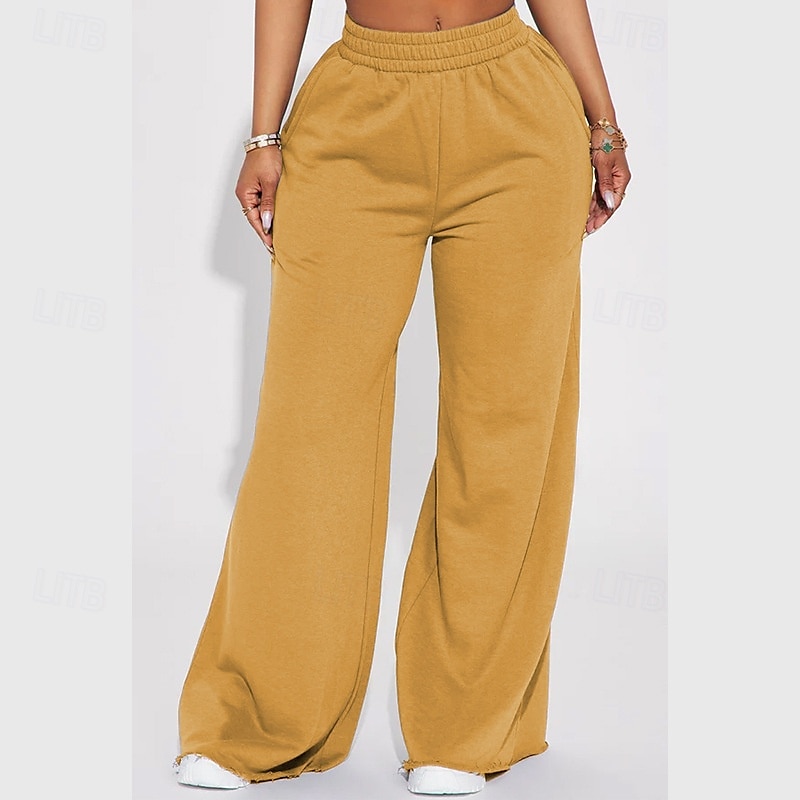 Mujer Perneras anchas Chinos Casual Medio corto Cintura Media Plano Perneras anchas Cintura elástica Confortable Transpirabilidad Deporte Casual Diario Negro Amarillo Rosa Vino Primavera Otoño Holgado 2025 - $22.99 –P13