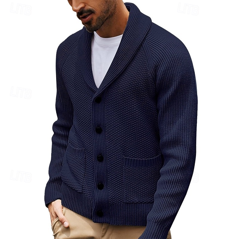 Herren Pullover Kleid Pullover Strickjacke Reißverschluss-Pullover Strickpullover Gerippt Stricken Normale Oberteile Gestrickt Gerippt Einfach Schalkragen Mode Schals Lässig Alltagskleidung Bekleidung 2025 - $42.99 –P4
