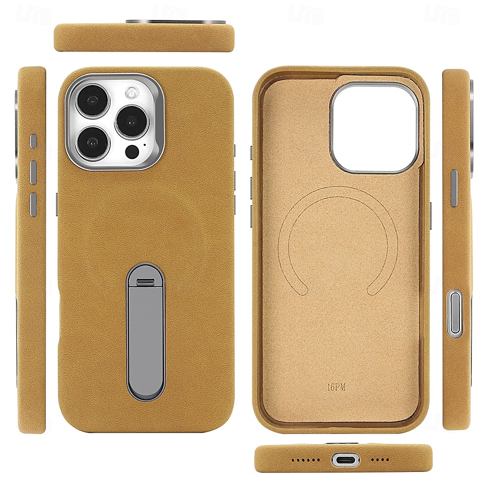 Phone Case For iPhone 16 iPhone 16 Pro iPhone 16 Pro Max iPhone 15 iPhone 15 Pro Max Back Cover with Stand Holder Magnetic Shockproof Retro TPU PU Leather 2025 - $36.99 –P4