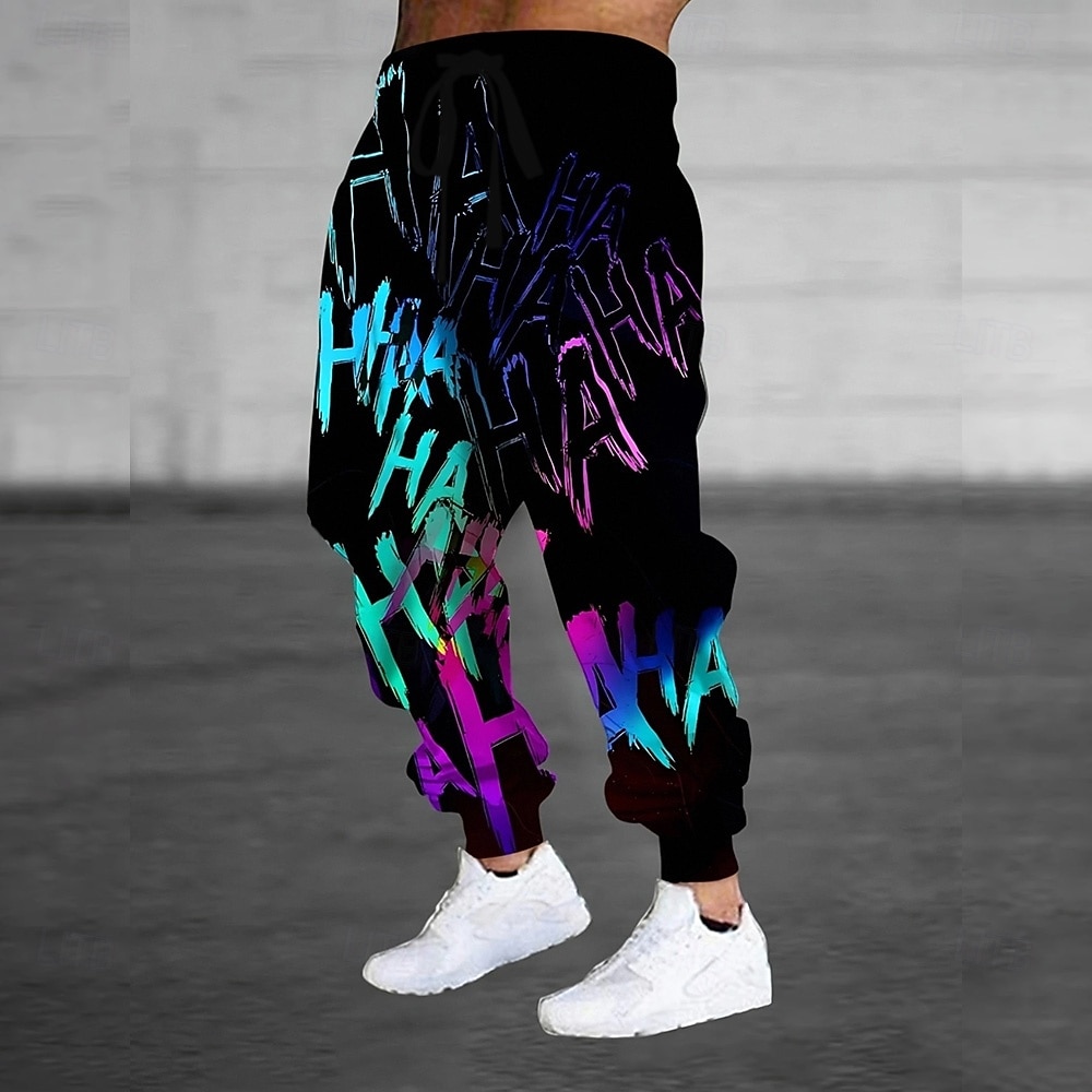 Męskie Kolorowy Graffiti Spodnie dresowe Uprawiający jogging Spodnie Średni Talia Elastyczna talia ze sznurkiem Codzienny Jogging Streetwear Ćwiczyć Spodnie dresowe sportowe z kieszeniami Wiosna 2026 - $24.99 –P6