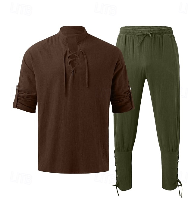 Retrò Vintage Medievale Rinascimento Pantaloni Abiti Camicia Pirata Ranger Costume Per uomo Vichingo Halloween Carnevale Mascherata Performance Mascherata LARP Adulti Camicia Pantaloni del 2026 a $44.99 –P2