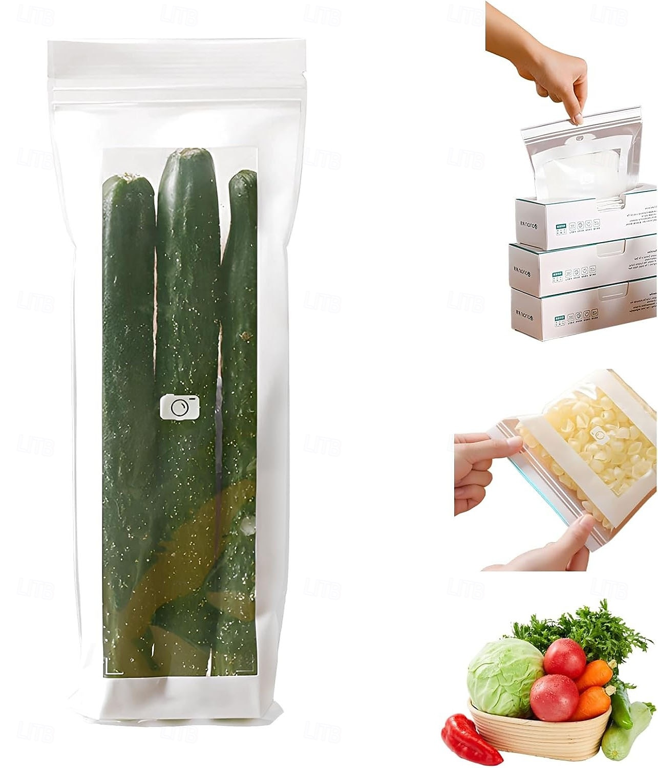 Pungi de depozitare reutilizabile din folie de aluminiu pentru păstrarea prospețimii, de calitate alimentară, pentru fructe, legume, frigider, bucătărie &depozitare în supermarketuri 2025 - $15.25 –P5