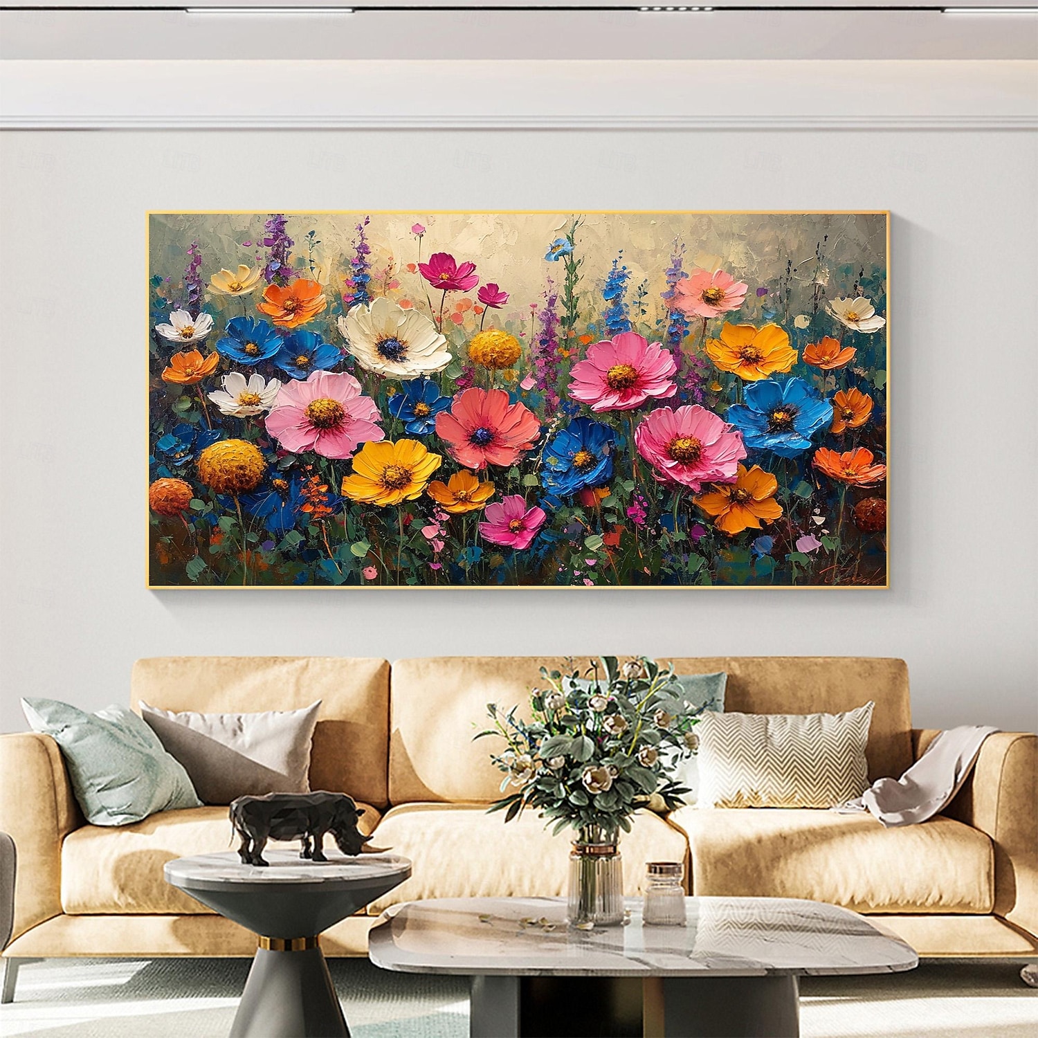 handgemachtes Ölgemälde auf Leinwand, Wandkunst, Dekoration, abstraktes, farbenfrohes Blumengemälde, Blumengemälde für die Inneneinrichtung, gerolltes, rahmenloses, ungedehntes Gemälde 2025 - $147.99 –P8