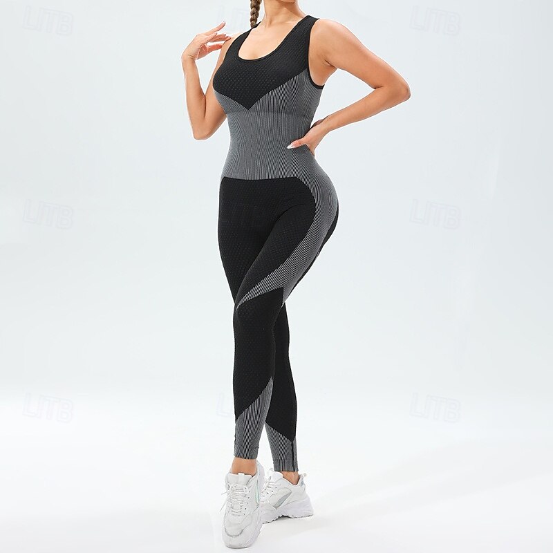 Damen Scrunch Yoga-Strampler Trainingsoveralls Rückenfrei Farbblock Einteiler Wasserblau Armeegrün Fitnesstraining Hohe Taille Elastisch Atmungsaktiv Bauchkontrolle Ärmellos Sport Sportkleidung 2025 - $25.99 –P3