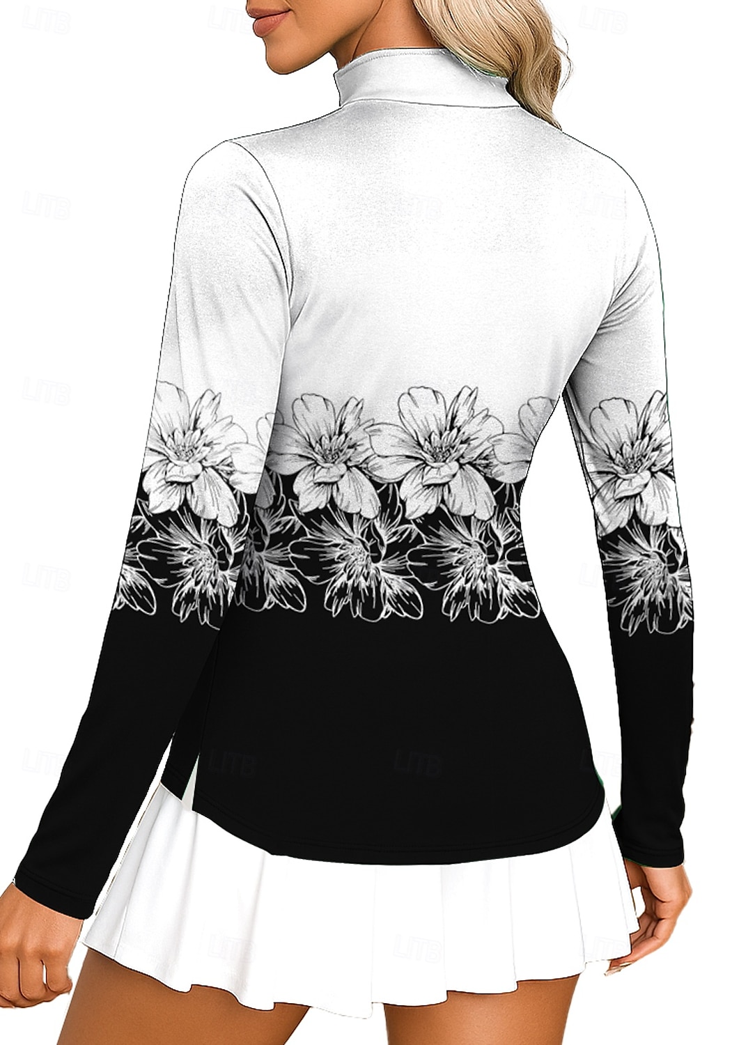 Naisten Geometrinen Kukat Poolopaita Tennispaita Pitkähihainen Painettu Neljänneksen postinumero Pullover UV suoja Elastinen Hengittävä Tennis Golf Pickleball poolokaulus Vetoketjullinen kaulus 2026 - $25.99 –P2