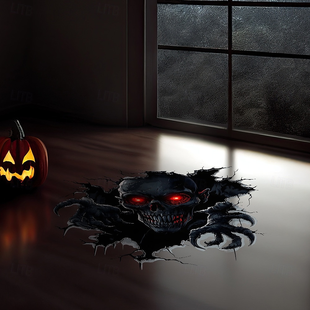 Halloween-kallon rikkinäinen seinätarra, kauhutarra 3D-tarra makuuhuoneeseen ja olohuoneeseen, aavemainen kummitustalon sisustus, kuori ja kiinnitä seinätaide kotijuhliin 2025 - $6.99 –P4