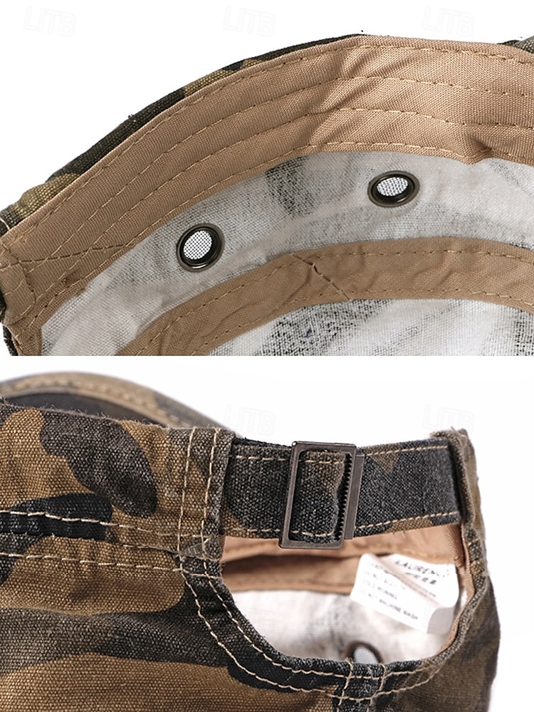 Militär-Kadettenmütze im Camouflage-Look für Herren – Baumwollkappe im Army-Stil mit verstellbarer Passform für Outdoor-Abenteuer und Streetwear 2025 - $14.99 –P9