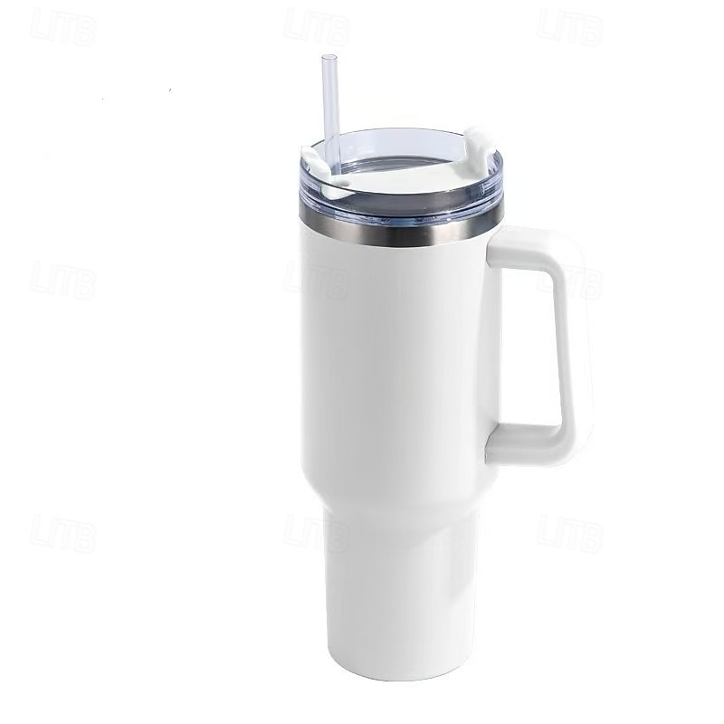 copo de canudo de aço inoxidável reutilizável, garrafa térmica com isolamento a vácuo de parede dupla de 40 onças com alça e canudo, copo térmico de qualidade alimentar para bebidas quentes e frias de 2025 por $20.99 –P14