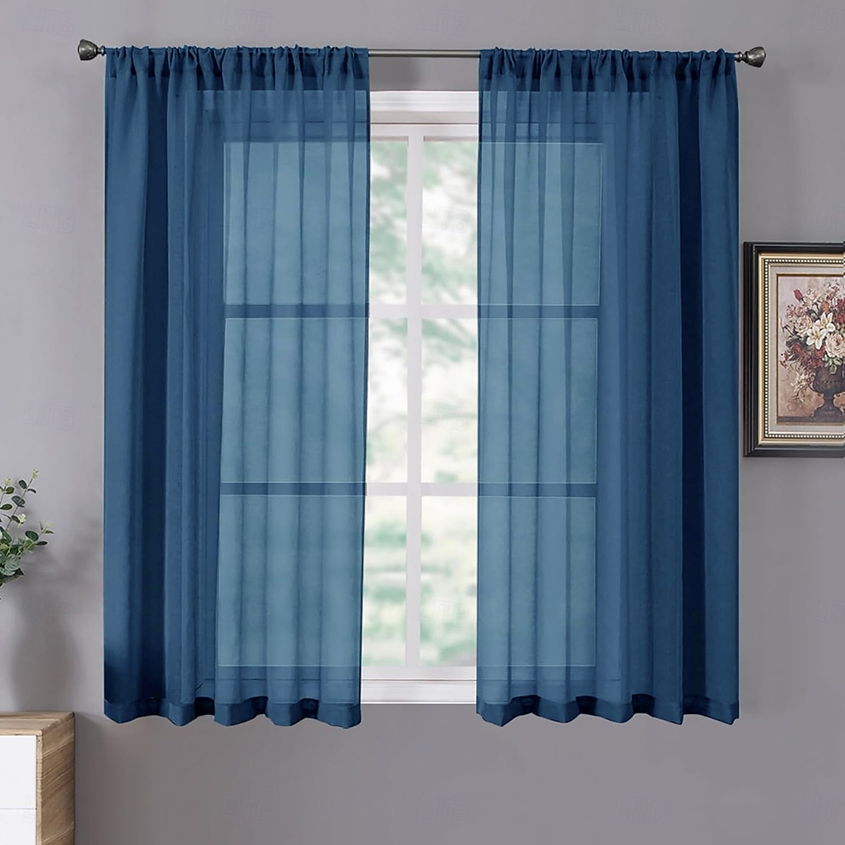 Perdele transparente albe cu buzunar pentru tijă, pentru sufragerie, lungime de 119 cm, panou din voal solid, cu frunze, filtru de lumină pentru intimitate, pentru dormitorul copiilor, fiecare panou 2026 - $9.49 –P5