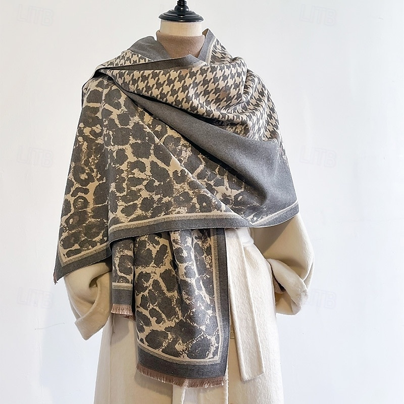 Dame Rektangulært skjerf Skjerf for kvinner Gate Daglig Stevnemøte Grå Svart Kaki Skjerf Leopard 2025 - $25.99 –P4