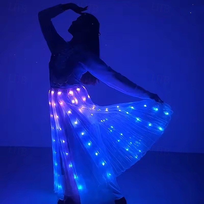 Nueva falda de baile LED para adultos, accesorios de danza del vientre, luz blanca, ropa de baile luminosa, disfraces de fiesta de Halloween 2026 - $88.99 –P2