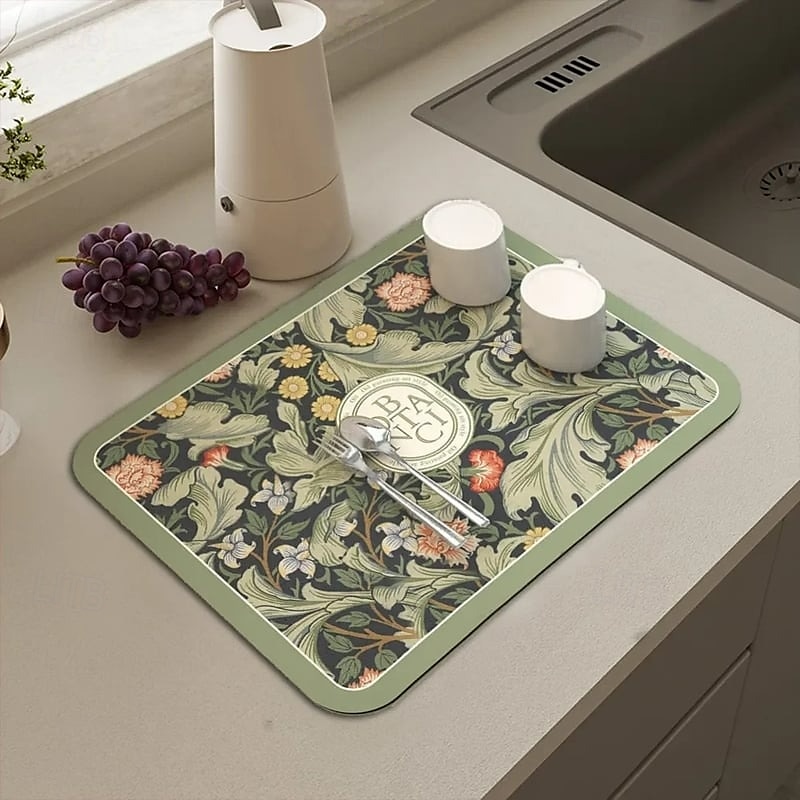 Tappetino drenante in stile fantasy, tappetino per asciugatura da cucina in terra di diatomee, vassoio assorbente per piatti, tazze, macchine da caffè, protezione superficiale ad asciugatura rapida del 2025 a $12.99 –P8