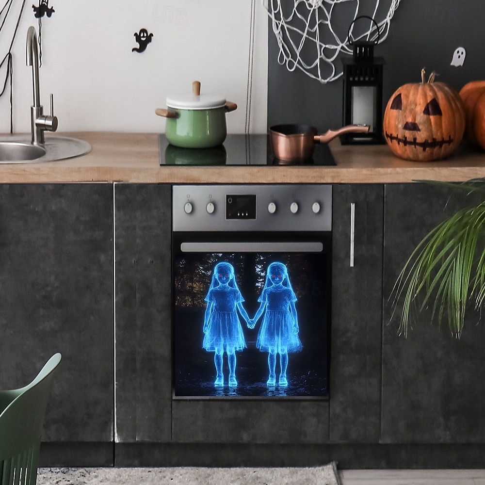 2025年 ハロウィーンの手をつないでいる小さな女の子の窓用デカール、ガラスキャビネットとキッチンの粘着式壁ステッカー、ハロウィーンパーティーのための不気味な家の装飾  コレクション – $6.49 –P3