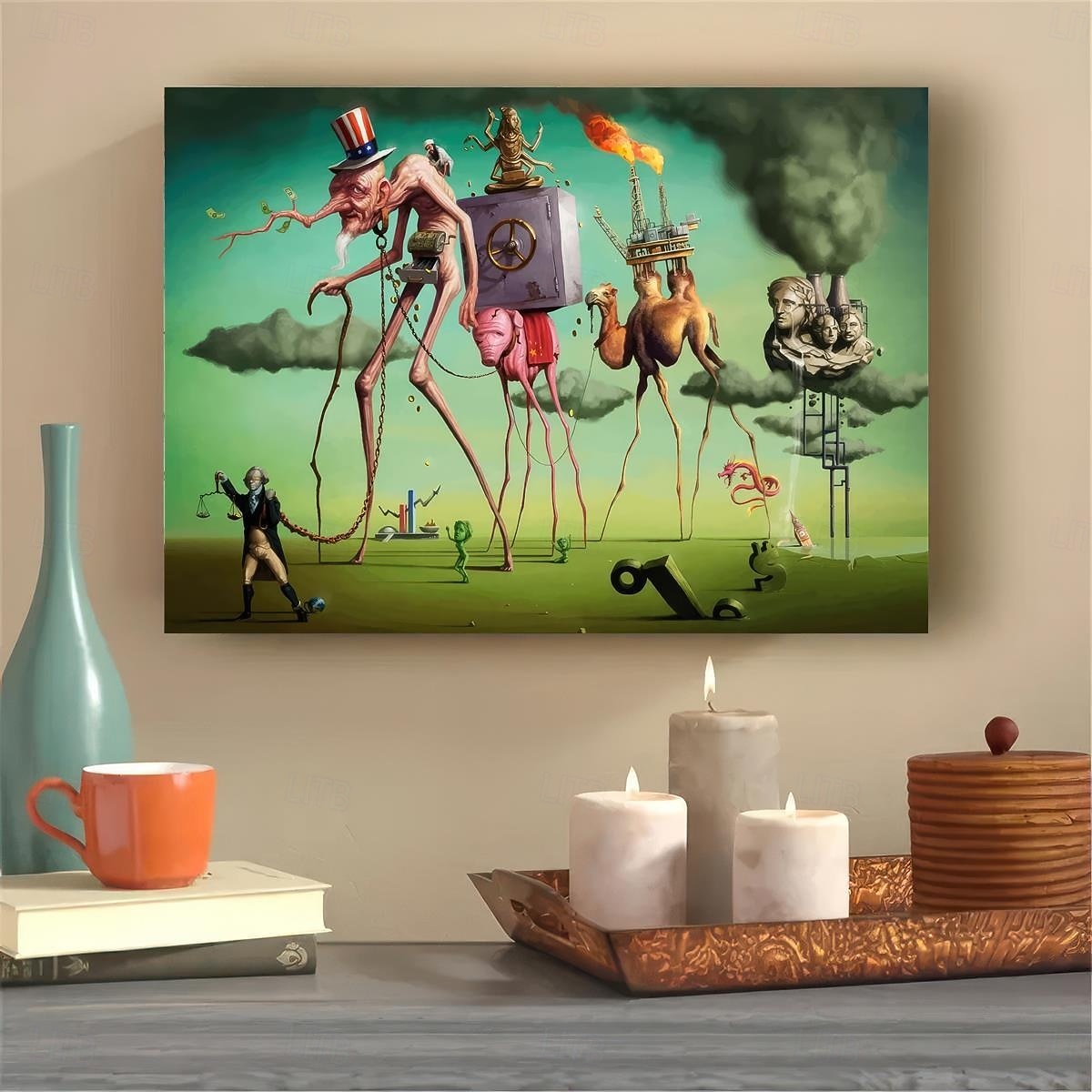 1 peça pôster de tela surrealista, arte de parede de uma sociedade ruim, pintura para banheiro, quarto, escritório, sala de estar, decoração de parede, decoração de casa, sem moldura de 2026 por $12.99 –P1