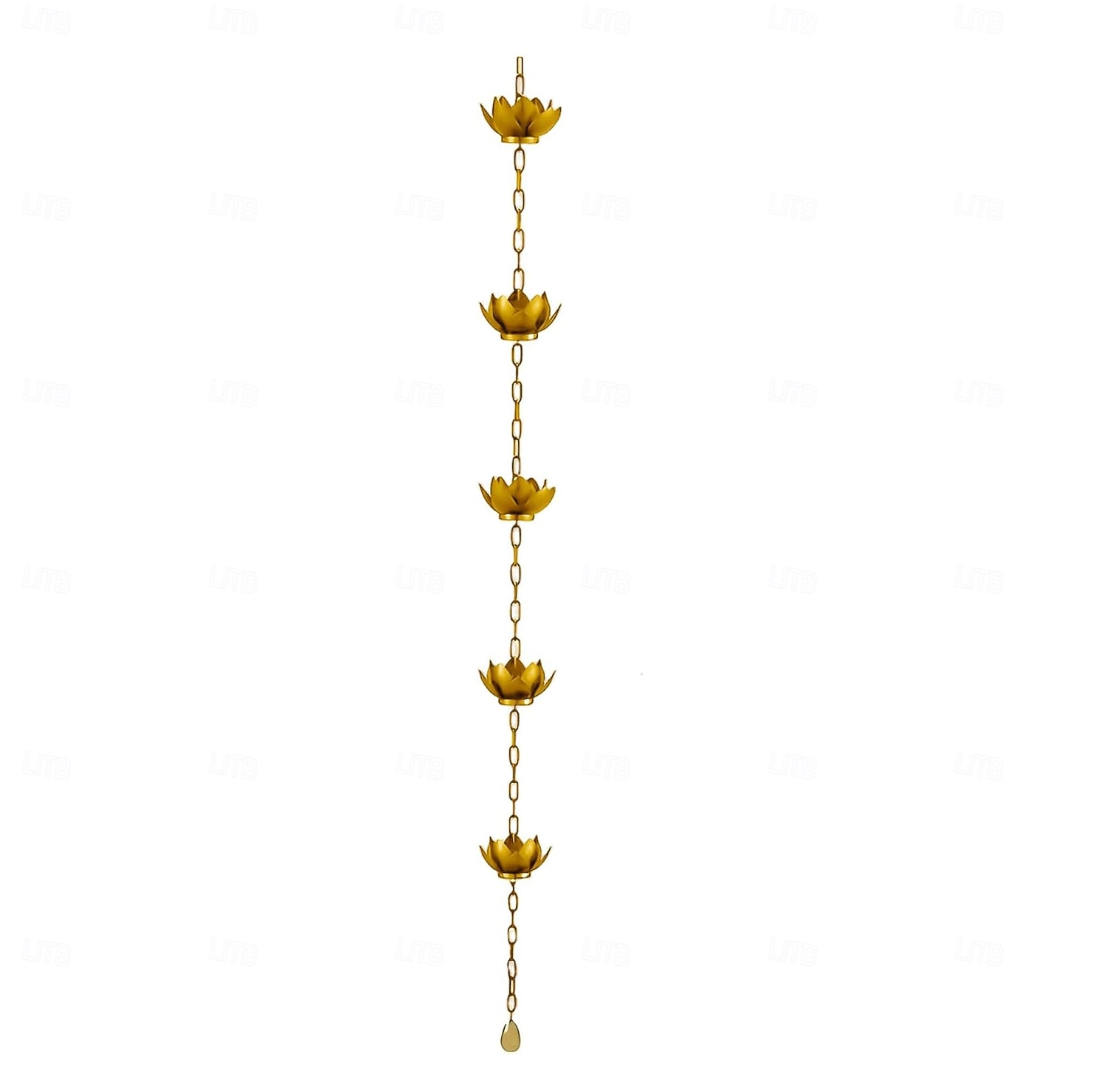 Corrente coletora de chuva de lótus dourada de 47 polegadas para calhas externas com adaptador para fluxo de água eficiente &Protetor de calha anti-respingos para decoração de jardim, drenagem de de 2025 por $46.99 –P17