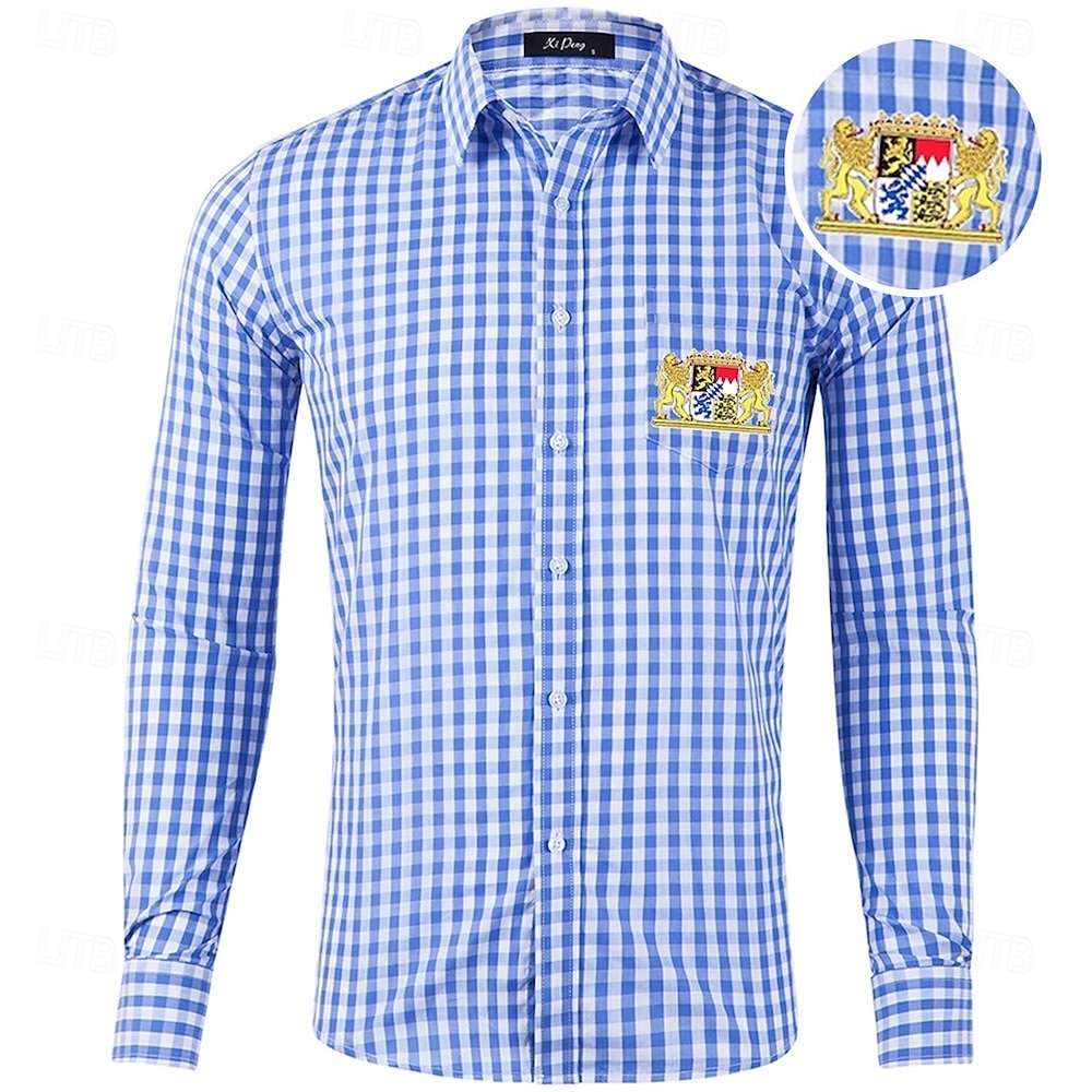 Oktoberfest Tern Mønster Lederhosen-skjorte Bayersk våpenskjold bayerske Tysk Enger Herre Karneval Ølfestivalen Tradisjonell stil klut Trøye 2026 - $32.99 –P7