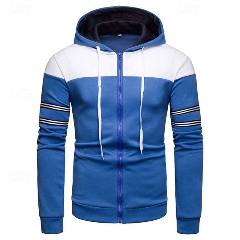 Hombre Sudadera Sudadera con capucha y cremallera completa Negro Azul Marino Azul Piscina Naranja Con Capucha Plano Retazos Cremallera Bloque de Color Deporte Casual Diario Ropa de calle Fresco Ropa 2025 - $23.99 –P4