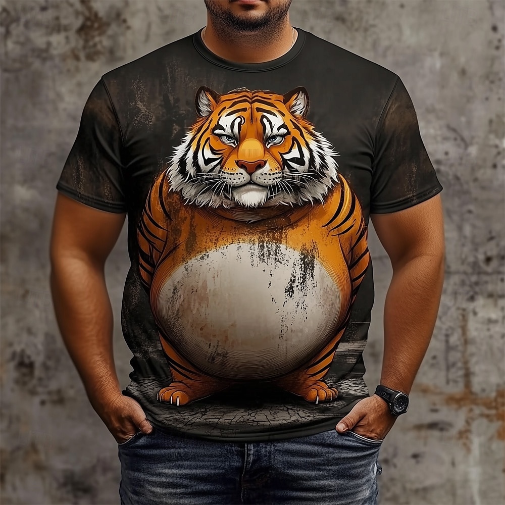 Herren Tiger 3D T Shirt Kurzarm T-Shirt 3D-Druck Rundhalsausschnitt Hemd Übertrieben Designer Party Straße Lässig Schwarz Grau Sommer Frühling Ganzjahres Bekleidung S M L XL XXL XXXL 2026 - $19.49 –P2