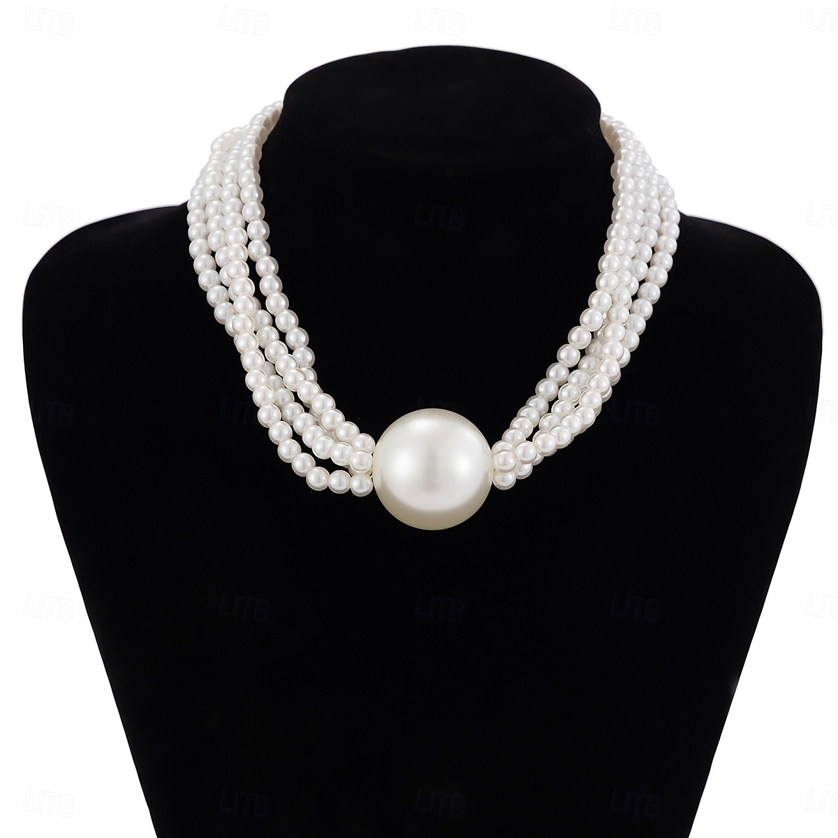 Gargantilla de perlas con declaración para mujer: collar de perlas sintéticas de varias hebras con cuentas de gran tamaño, joyería de inspiración vintage para damas, ideal para cócteles y ocasiones 2025 - $14.99 –P2