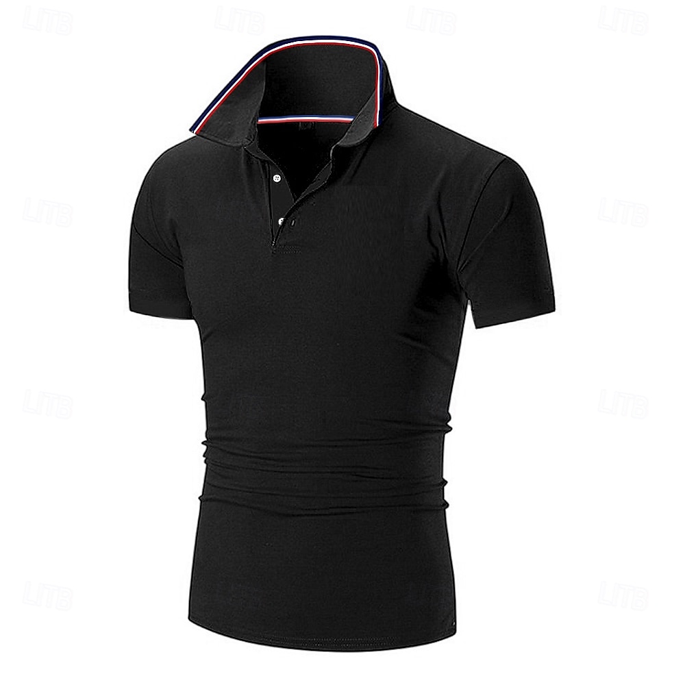 Férfi Golfing Pique pólóingek Üzleti Hétköznapi Bordás pólógallér Rövid ujjú Divat Alap Tömör szín Gombok Nyár Tavasz & Ősz Normál Fekete Rózsaszín Fehér Sárga Világoszöld Piros Golfing 2025 - $13.99 –P10