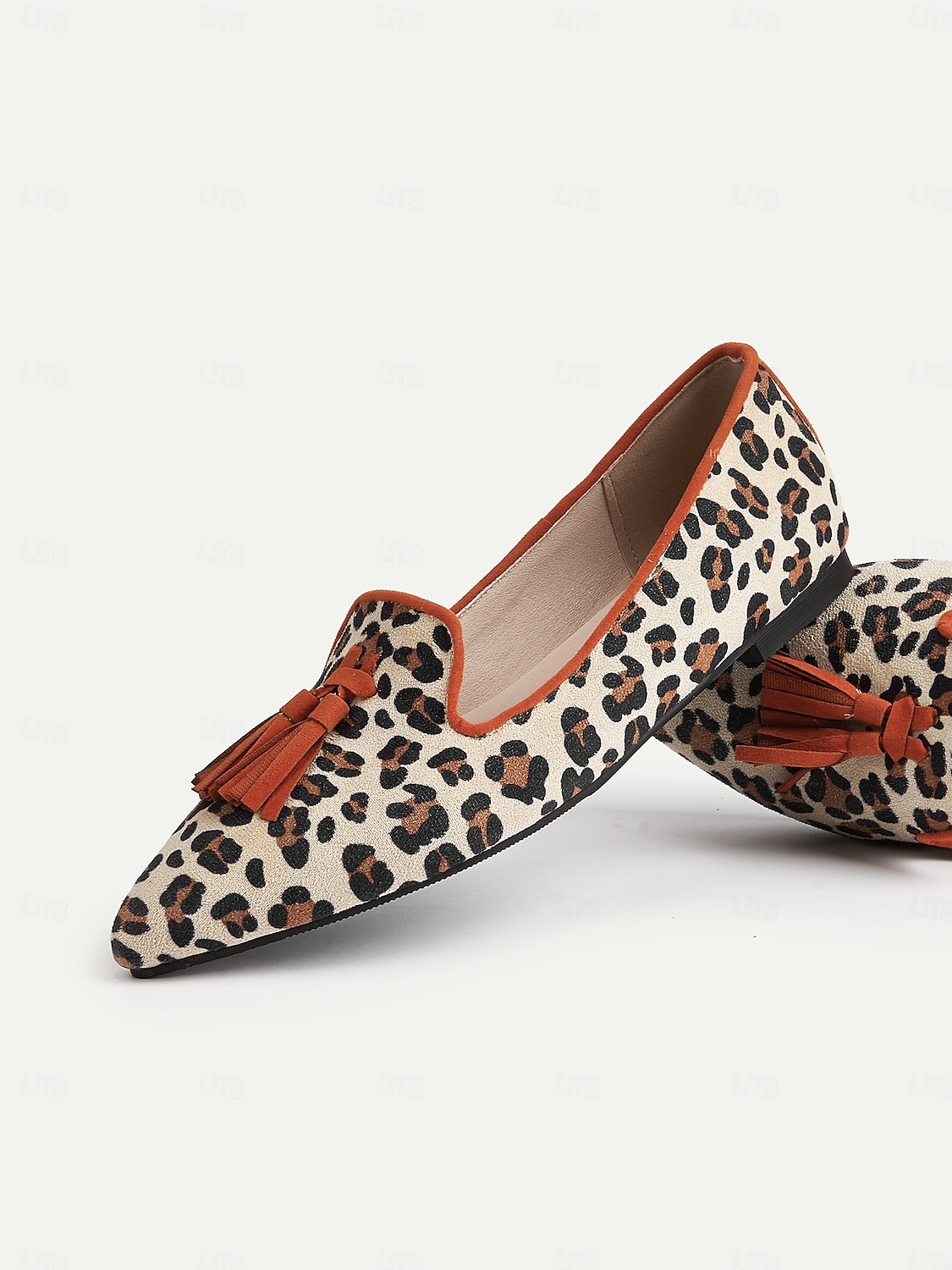 Women's Leopard Print Tassel Flats - Retro Style Pointed Toe Shoes with Orange Trim and Block Heel for Daily Wear & Casual Outings 2025 - $42.99 –P3