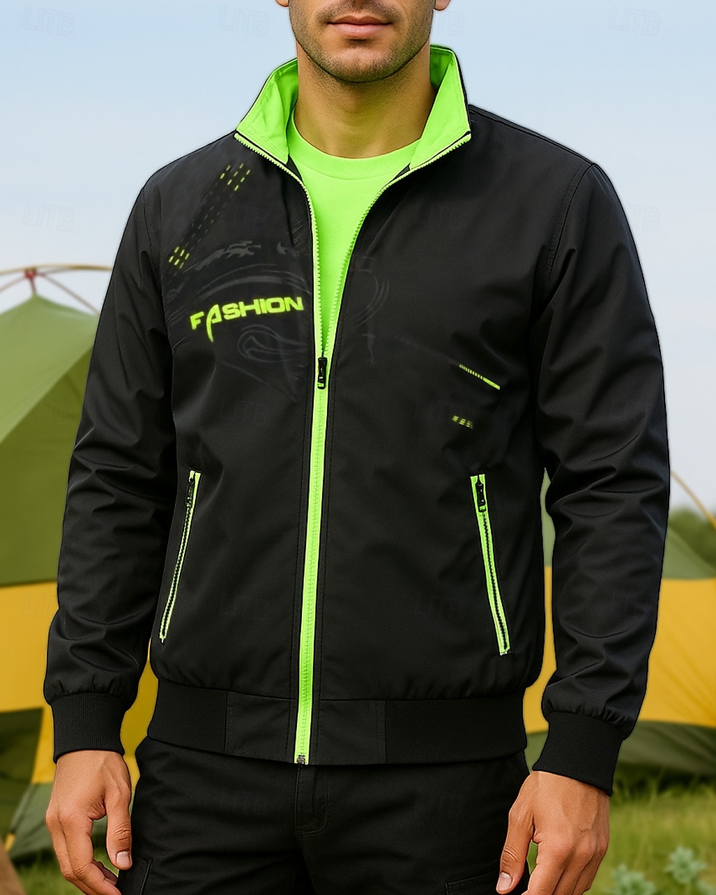 Voor heren Wandeljack Sportjas Regenjas Buiten waterdicht Sneldrogend Lichtgewicht Ademend Wandeloutfits Wandelkleding Lente Herfst Jack Tennis Golf Hardlopen Lapwerk Rood Oranje Groen 2025 - $25.99 –P1