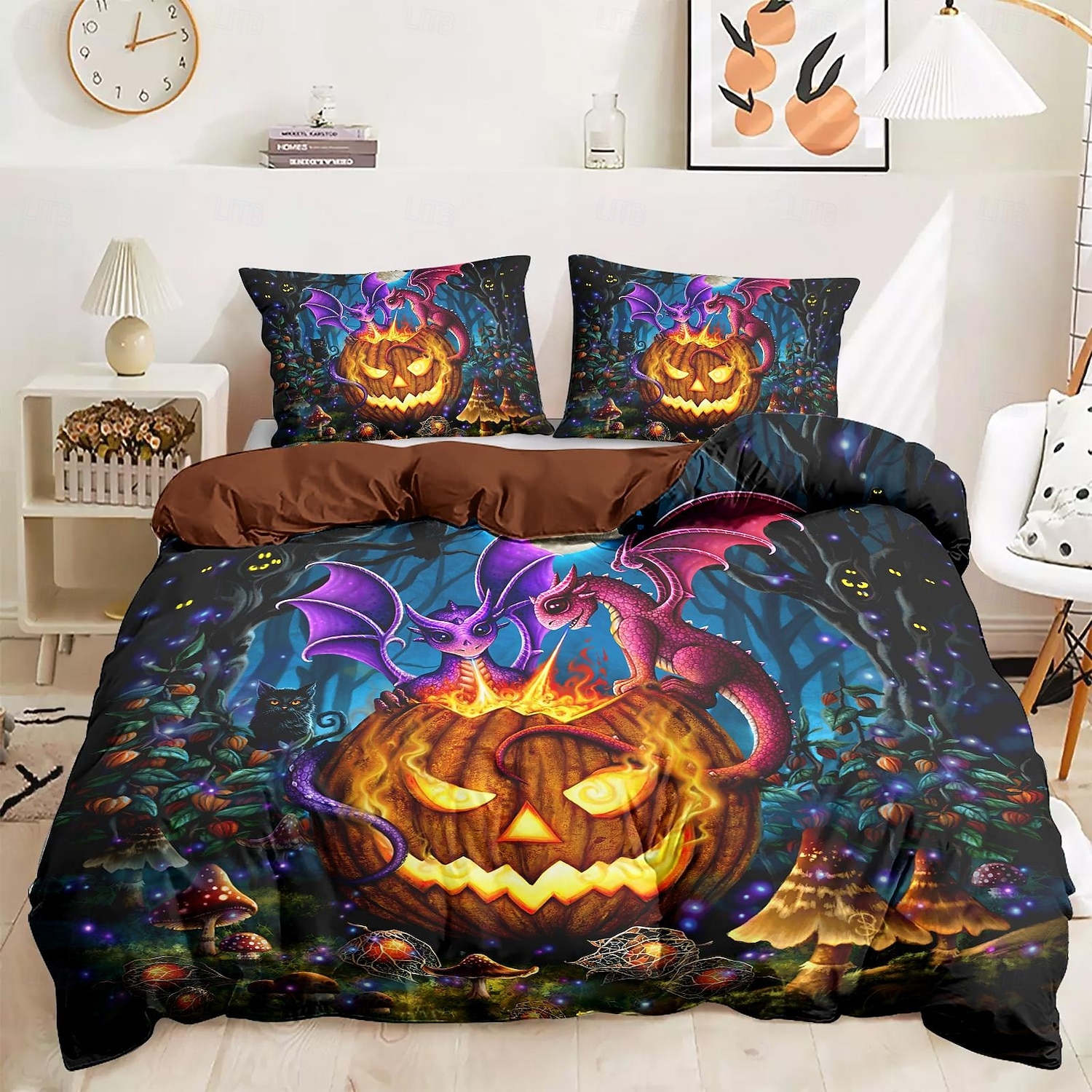 Halloween Duvet Cover The glowing Pumpkin by Sarah Richter Bedding Set 3-Piece Comforter Cover Set with Zipper Closure, Soft and Lightweight, Holiday Bedroom Decoration 2025 - $41.99 –P3