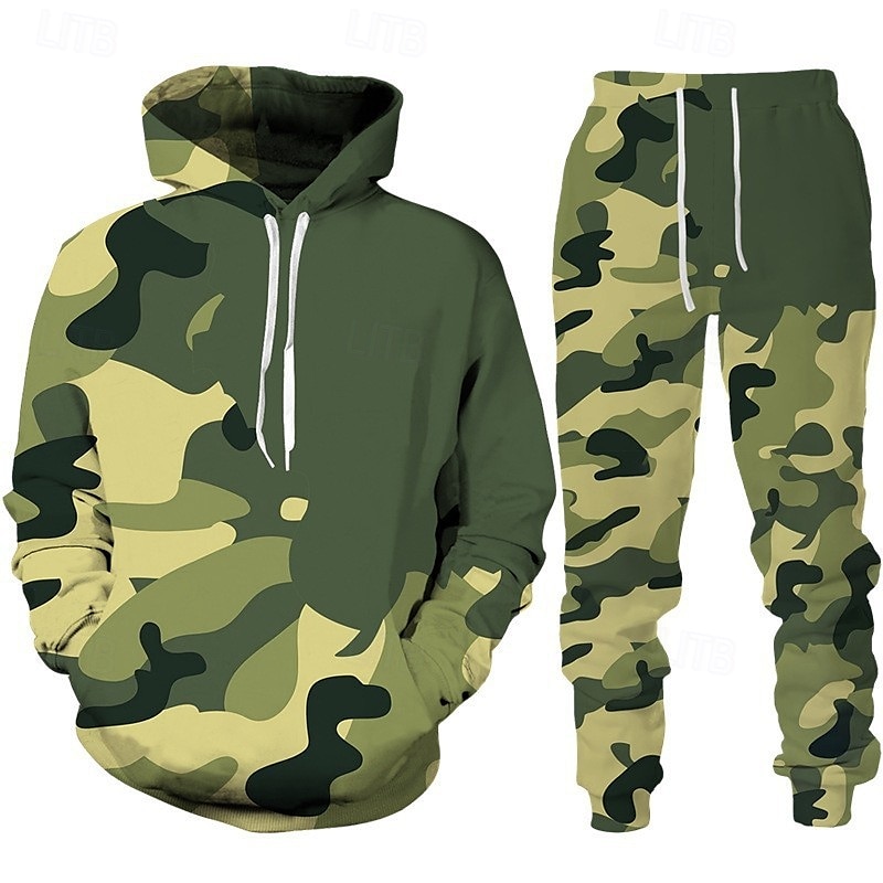 Hombre Tracksuit Conjunto de atuendo Conjunto de sudaderas con capucha Sudadera Exterior Diario Deportes Bolsillo Correa camuflaje Negro Naranja Gris Ligero Impresión gráfica Poliéster Ropa de Deporte 2025 - $34.99 –P2