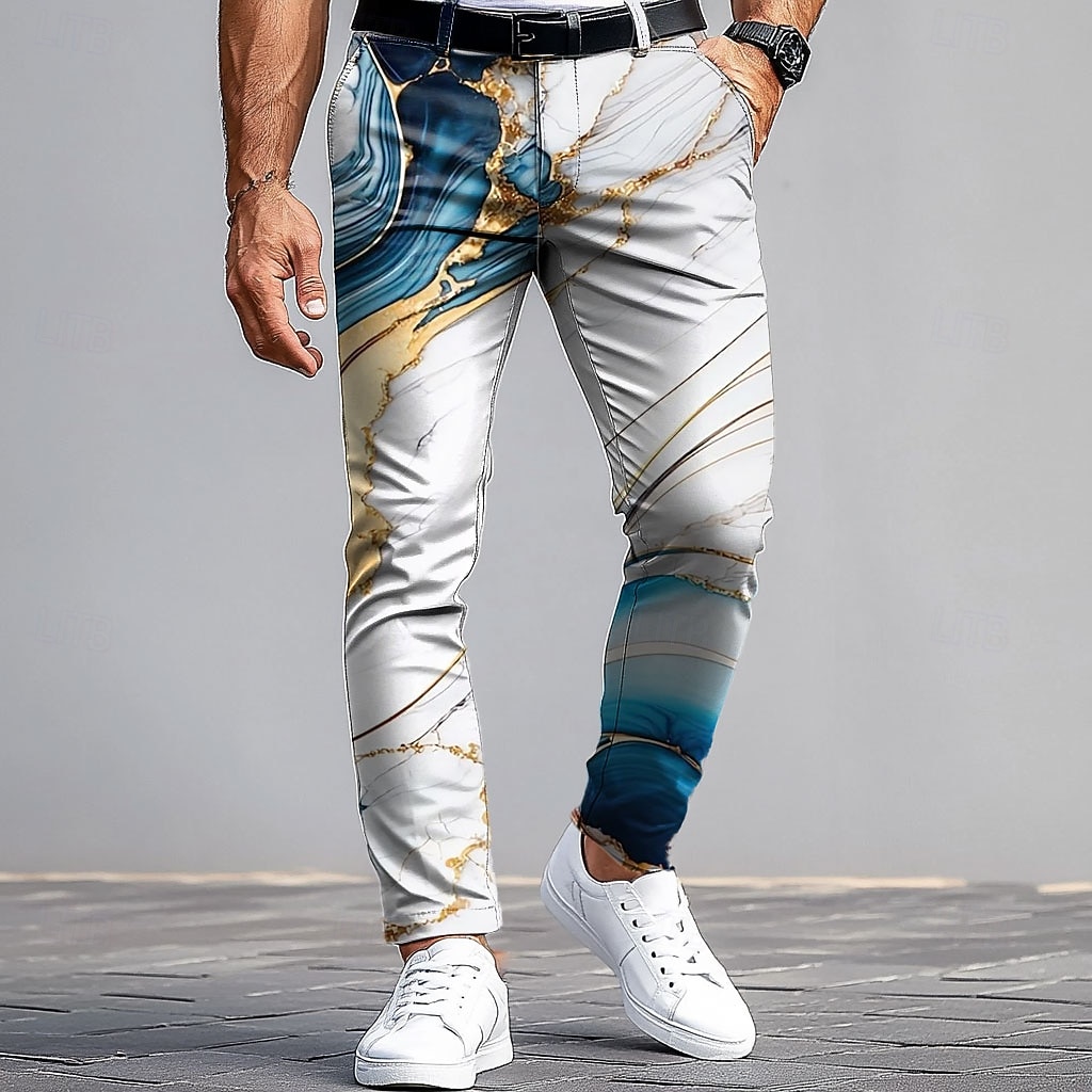 Bărbați Costume Pantaloni Pantaloni de costum Pantaloni slim fit cu buzunare Geometric Marmură Artă abstractă Lungime totală În aer liber Zilnic Concediu Casual Roșu Vin Albastru piscină Micro-elastic 2026 - $29.99 –P1
