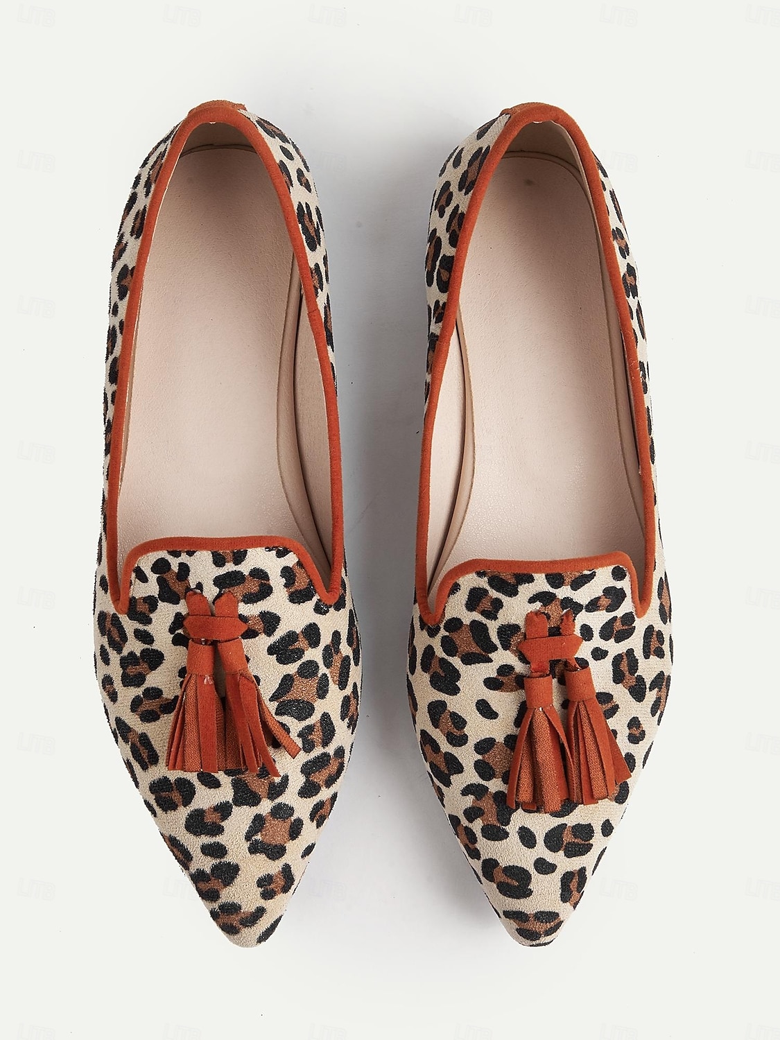 Women's Leopard Print Tassel Flats - Retro Style Pointed Toe Shoes with Orange Trim and Block Heel for Daily Wear & Casual Outings 2025 - $42.99 –P1