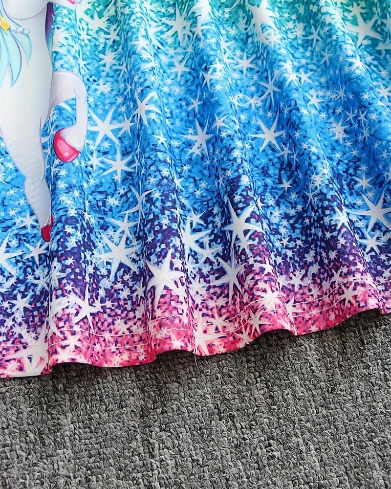 Tyttöjen 3D Yksisarvinen Mekko Pitkähihainen Kesä Kevät Loma Päivittäin Pyhäpäivä Prinsessa Kaunis Makea Lapset 4-12 vuotta Rento mekko A linjainen mekko Polvipituinen Normaali 2025 - $16.99 –P4
