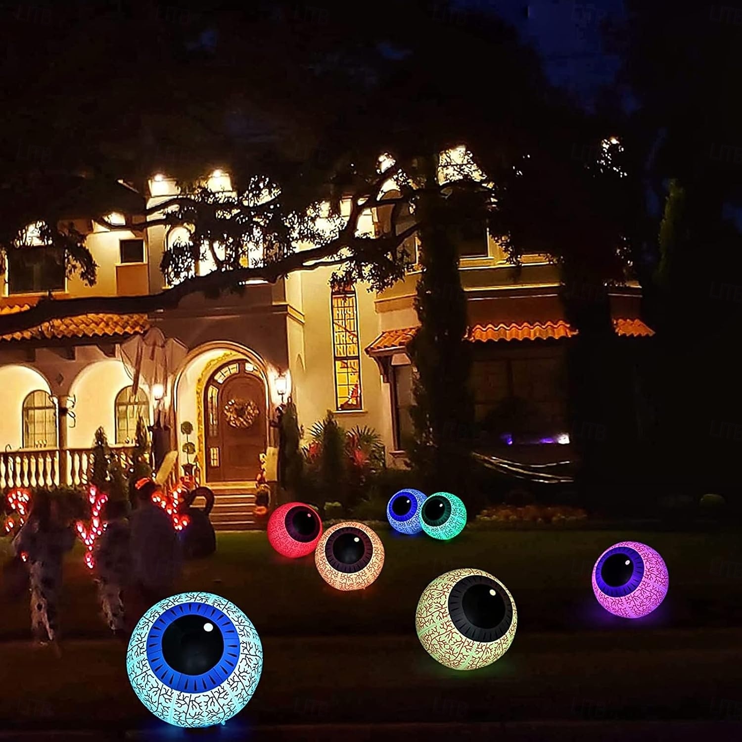 1 ks halloween 40/60cm nafukovací vzduchový model rgb oční dekorační lampa vnitřní a venkovní nádvoří zahradní párty hororová a podivná atmosféra dekorační světla 2025 - $15.99 –P18