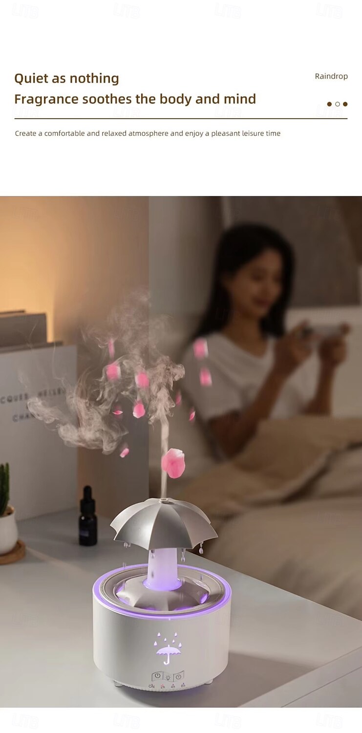 Kleurrijke regendruppel aromatherapie machine roterende waterdruppel luchtbevochtiger afstandsbediening thuiskantoor waterzuiveraar 2025 - $35.99 –P8