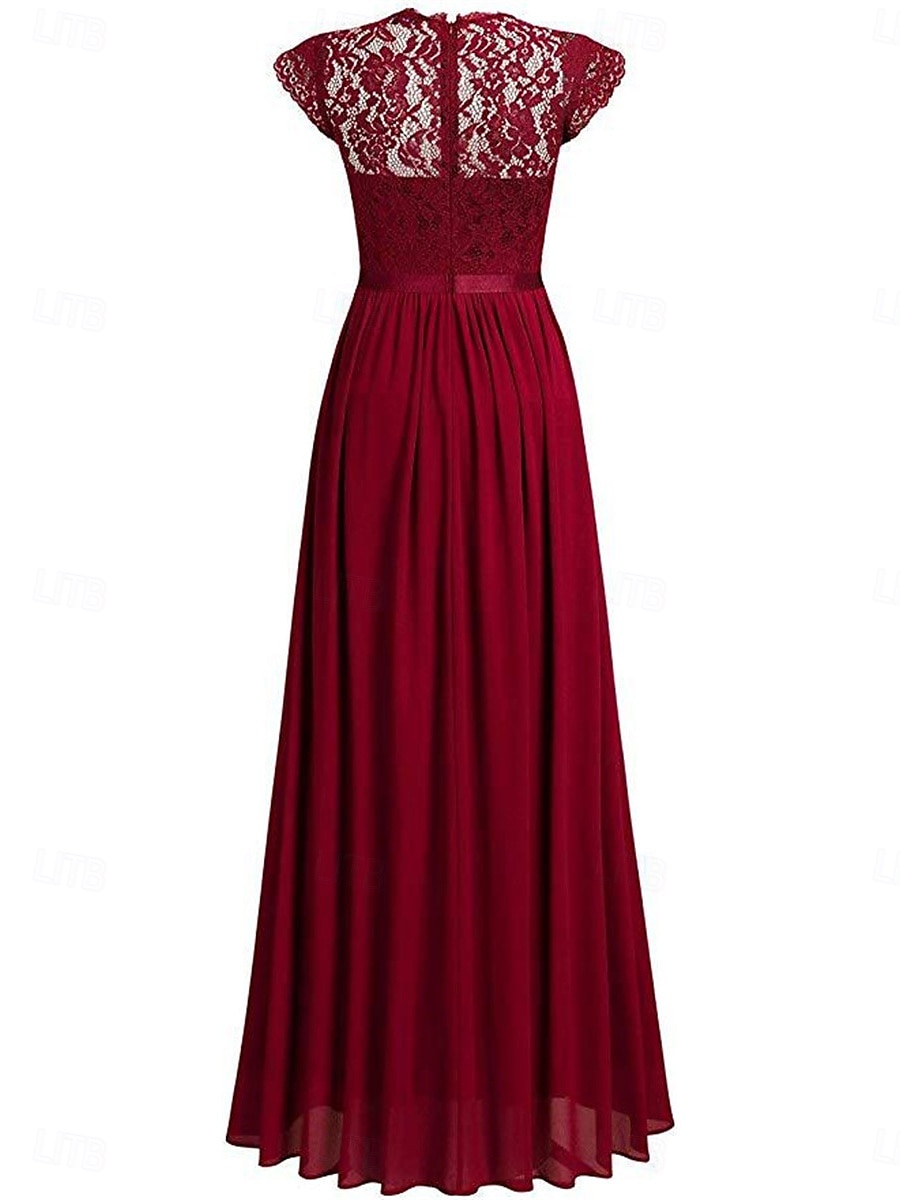 Pentru femei Rochie Lunga Rochie Maxi Rochie de dantela Rochie de Cocktail Rochie pentru invitata de nunta Șifon Elegant Modă Modern În aer liber Petrecere cu cocktail Fit regulat Simplu Manșon scurt 2025 - $27.99 –P3
