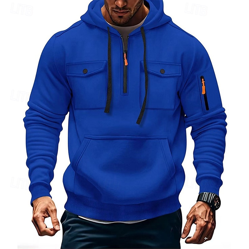 Bărbați Hanorac cu Glugă Hanorac cu fermoar Hanorac tactic Negru Verde Militar Roșu-aprins Albastru piscină Cămilă Capișon Simplu Buzunar Quarter Zip Sporturi & Exterior Casual Zilnic Șic Strad 2025 - $23.99 –P2