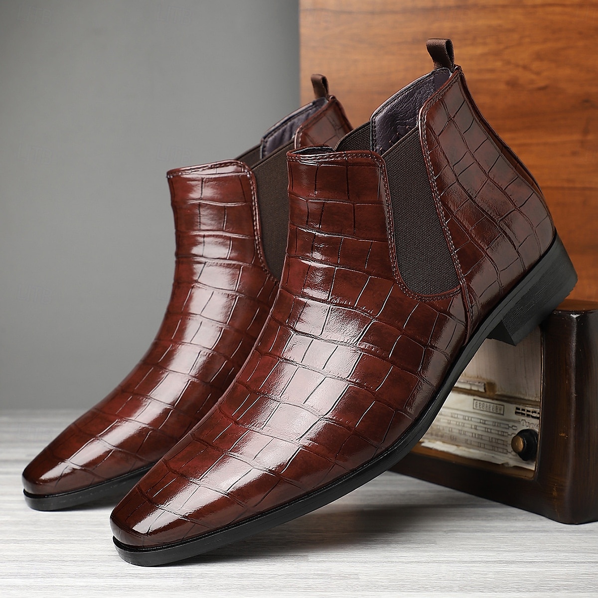 Homens Botas Botas Chelsea Caminhada Vintage Casual Pele PU Confortável Antiderrapante Quente Mocassim Vinho Preto Outono Inverno de 2026 por $54.99 –P3