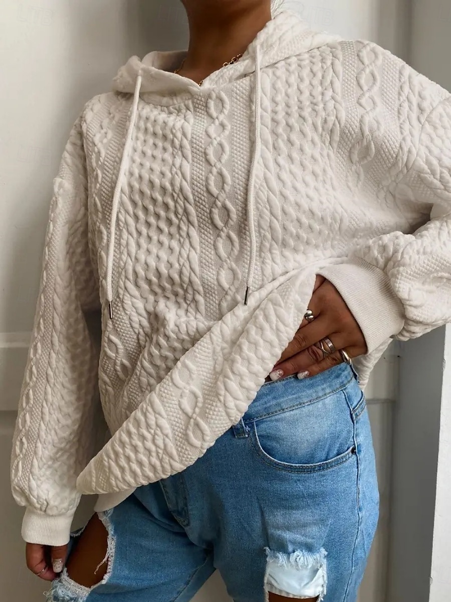 Femmes Sweat à capuche Uni Occasionnel manche longue À capuche Hauts Réguliers Rue Tenue Quotidienne Noir Blanche Rose Claire Rouge Bleu Automne Hiver de 2025 ? $27.99 –P22