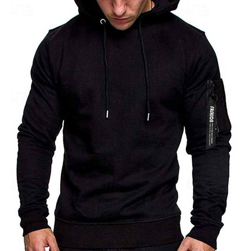 Pánské Kapuce Černá Šedá Kapuce Bez vzoru Šňůrky Sporty a outdoor Denní Dovolená Polyester Šik ven Základní Na běžné nošení Jaro Podzim Oblečení Mikiny s kapucí Mikiny 2025 - $18.99 –P4