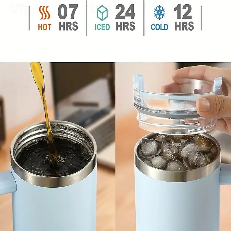 copo de canudo de aço inoxidável reutilizável, garrafa térmica com isolamento a vácuo de parede dupla de 40 onças com alça e canudo, copo térmico de qualidade alimentar para bebidas quentes e frias de 2025 por $20.99 –P5