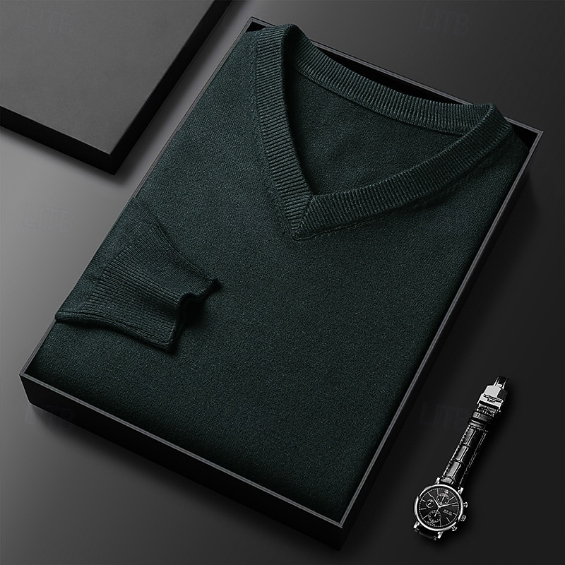 Herren Weihnachtspullover Pullover Strickpullover Gerippt Stricken Normale Oberteile Gestrickt Einfach V Ausschnitt Mode Basic Urlaub Alltagskleidung Bekleidung Herbst Winter Kamel Wein S M L 2026 - $26.99 –P6