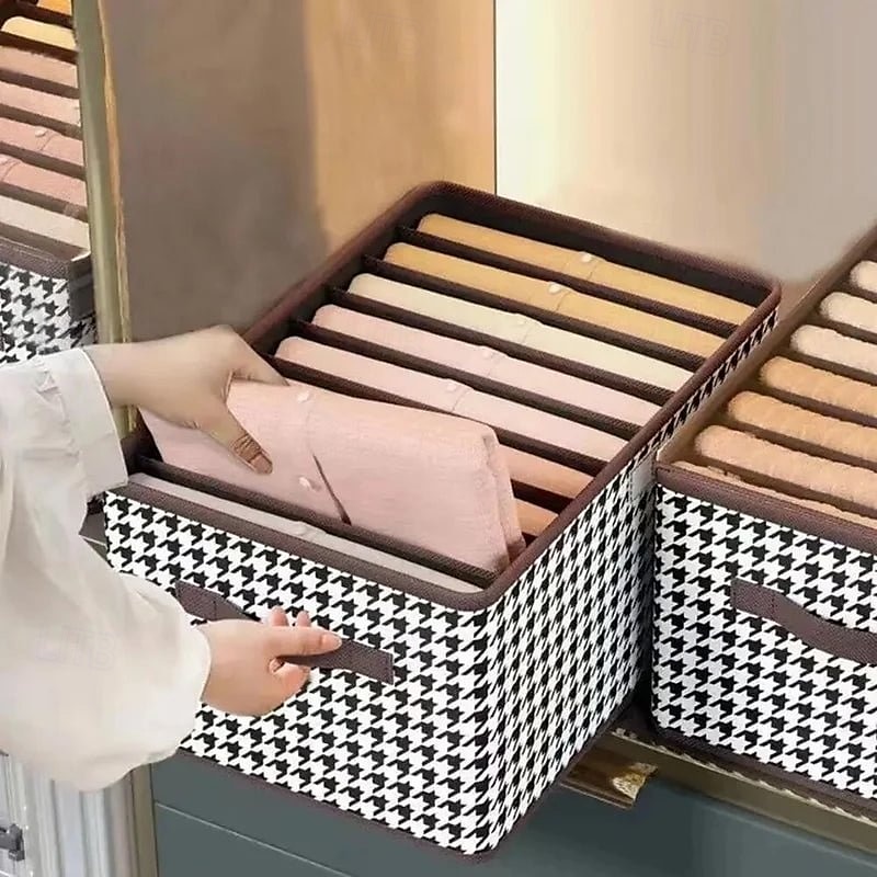 2Pcs Foldable Jeans Organizer for Closet, Large Capacity Houndstooth Storage Box, Dustproof Foldable Clothes Storage Bin for Home Organization 2025 - $12.49 –P8