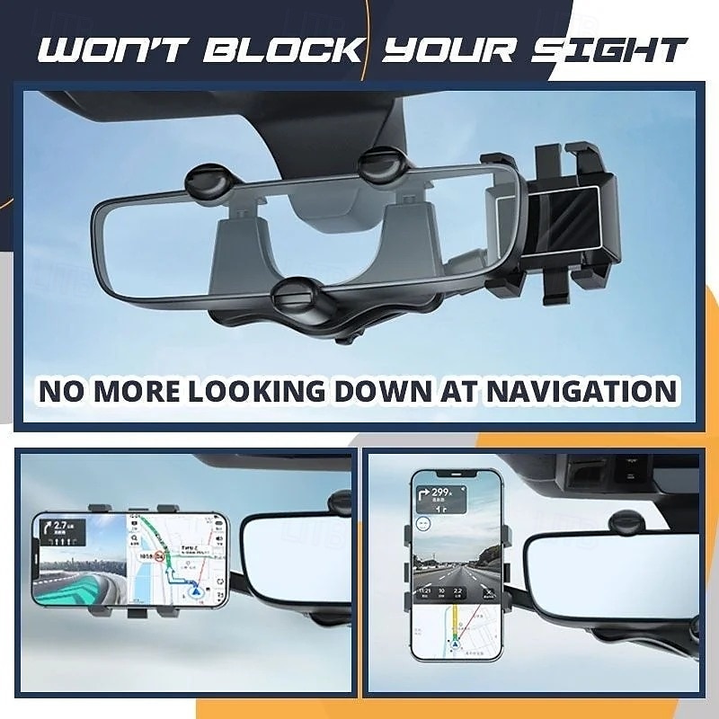 Support de téléphone de voiture rotatif et rétractable, support de rétroviseur multifonction réglable, support universel rotatif à 360 degrés pour la navigation GPS et les smartphones de 2025 ? $16.99 –P2