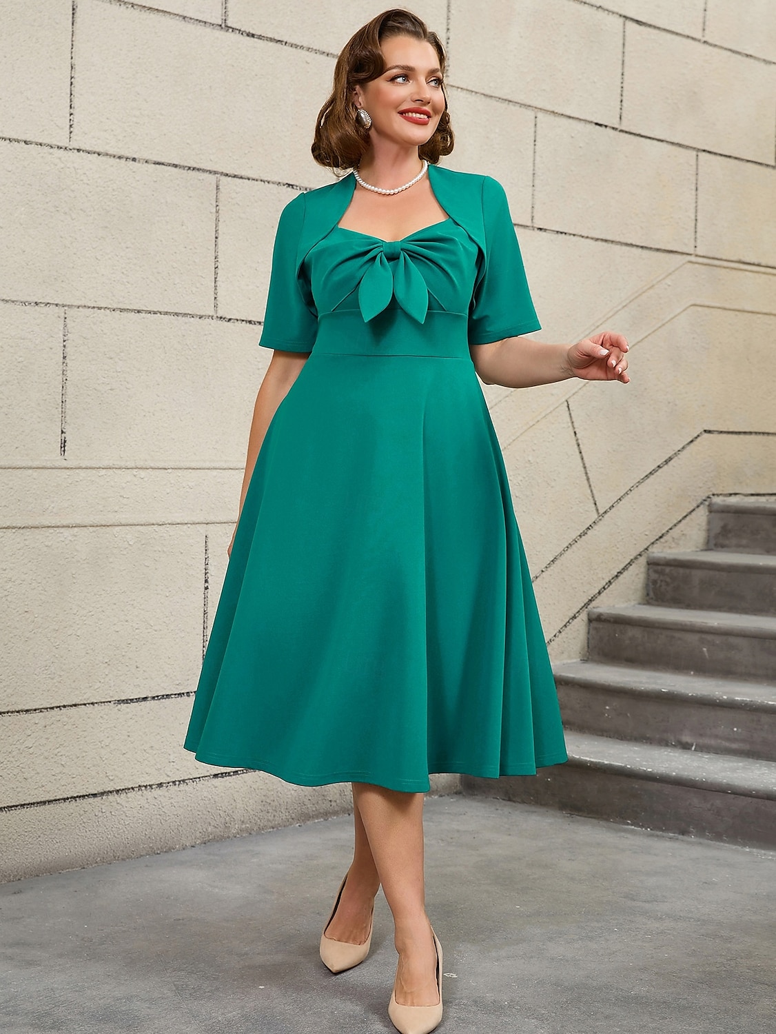 Retro 50. léta Rockabilly Polední A-Line šaty Flare šaty Větší velikosti Hranatý Dámské Dovolená Maturita Párty a večer Dospělé Šaty Jaro léto 2025 - $46.99 –P10