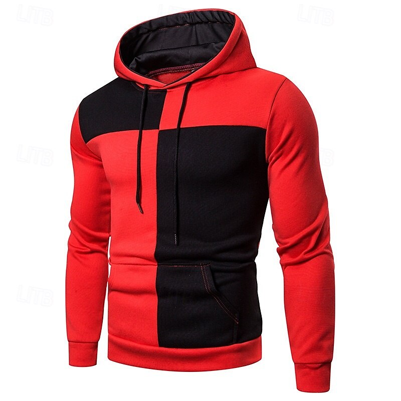Per uomo Felpa con cappuccio Felpa con cappuccio a zip intera Felpa con cappuccio in pile Nero Verde militare Rosso Blu marino Blu Con Cappuccio Blocco di colori Patchwork Blocco di colore Sport del 2025 a $23.99 –P1