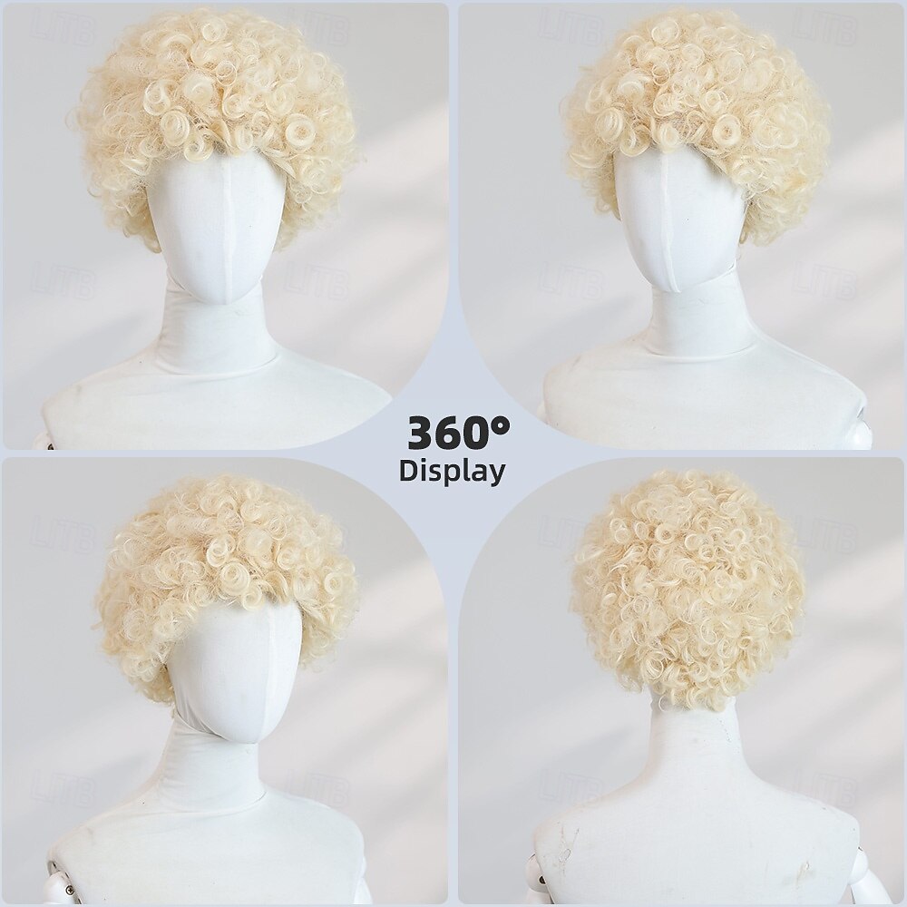 10‑Inch Gold African Curl Wig for Women – Full Bangs, Long Synthetic Hairpiece, Perfect for Halloween Cosplay & Party Looks 2025 - $28.99 –P7