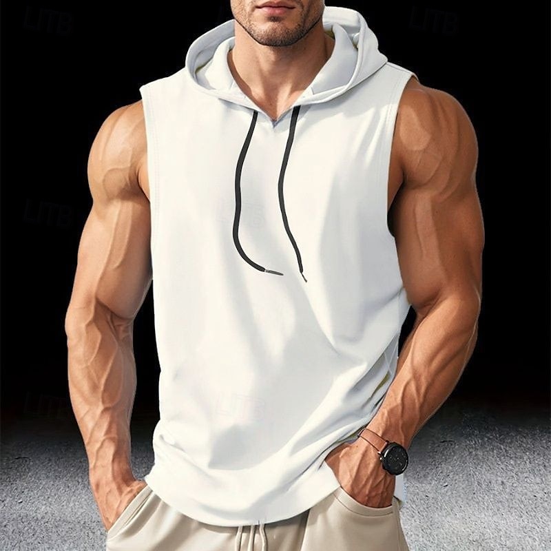 Per uomo Canotta Maglietta smanicata Canottiera Maglietta senza maniche Senza Maniche Con Cappuccio Estate Semplice Moda Designer Essenziale Classico Vacanza Streetwear Uscire Nero Bianco Blu del 2025 a $4.99 –P1