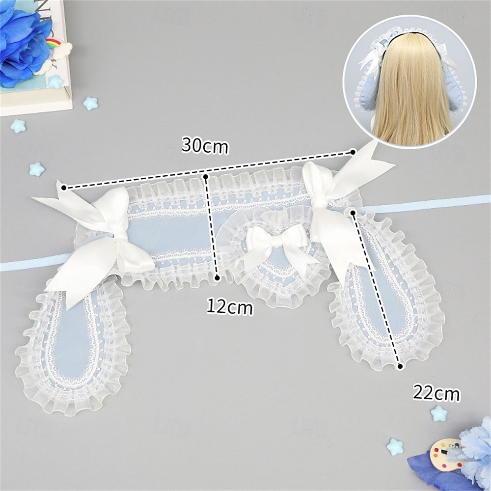 Graziosa fascia per capelli con orecchie da coniglio in stile lolita – orecchie da coniglio con fiocco, fascia per capelli in stile lolita per cosplay, feste e accessori moda del 2025 a $30.99 –P4